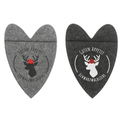 Cutlery bag felt heart black forest love 2/s