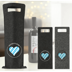 Felt bottle bag Heimatliebe 2/s, for 1 wine bottle