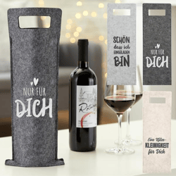 Bottle bag felt wine saying mottled 3/s 