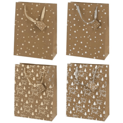 Kraft Paper Gift Bag, XMAS, 4/s, L, approx. 33 cm H
