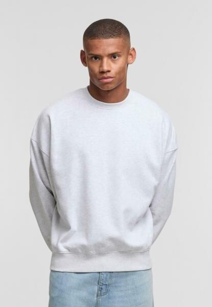 l&auml;ssiges DEF Herren Sweatshirt Rippb&uuml;ndchen Oversize mit Baumwolle Grau