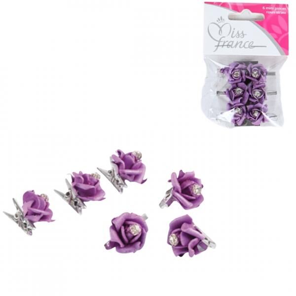 Peg mit Blume lila 2,5 cm Satz von 6