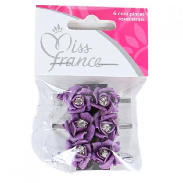Peg mit Blume lila 2,5 cm Satz von 6