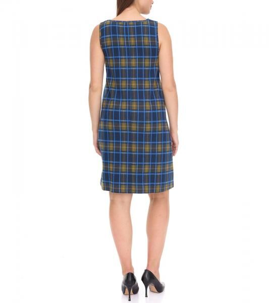 Aniston CASUAL Damen Kleid kariertes Sommer-Kleid &auml;rmellos 13189530 Blau/Gelb