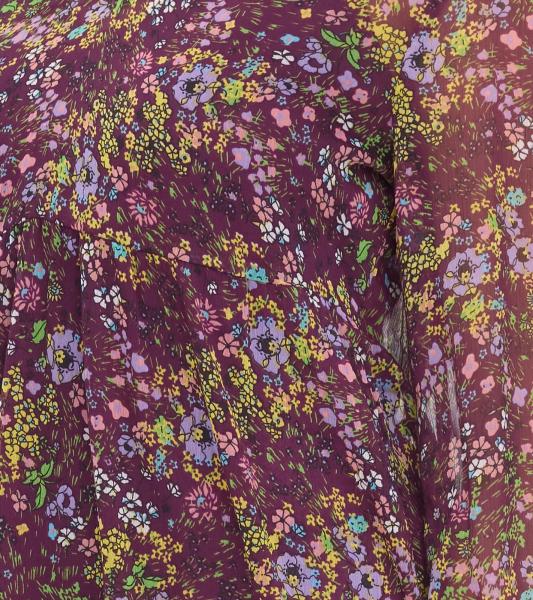 Aniston CASUAL Damen Kleid mit Allover-Blumen-Print Langarm-Kleid 24704960 Lila/Gelb/Gr&uuml;n