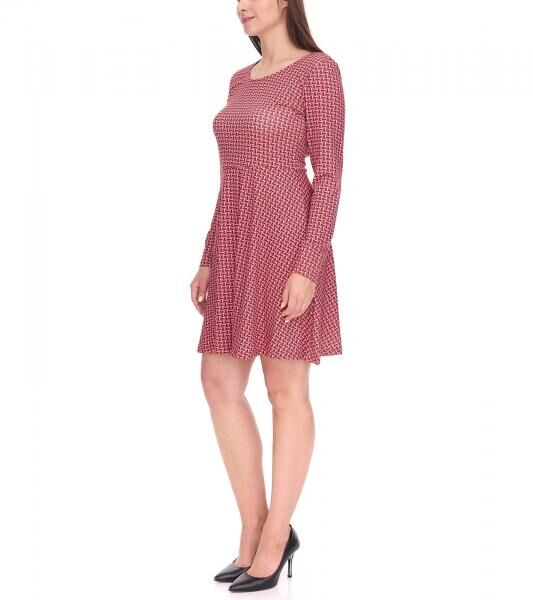 Aniston CASUAL Damen Mini-Kleid stylisches Sommer-Kleid Langarm-Kleid 70060254 Rosa/Schwarz/Rot