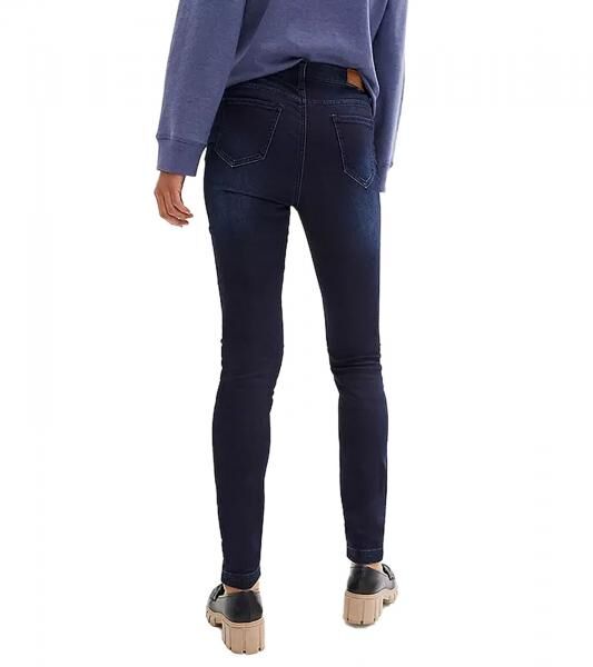 Damen Jeans aus Baumwolle 4-Pocket-Design mit elastischen Einsatz im Bund Denim-Hose 958091 Dunkelblau