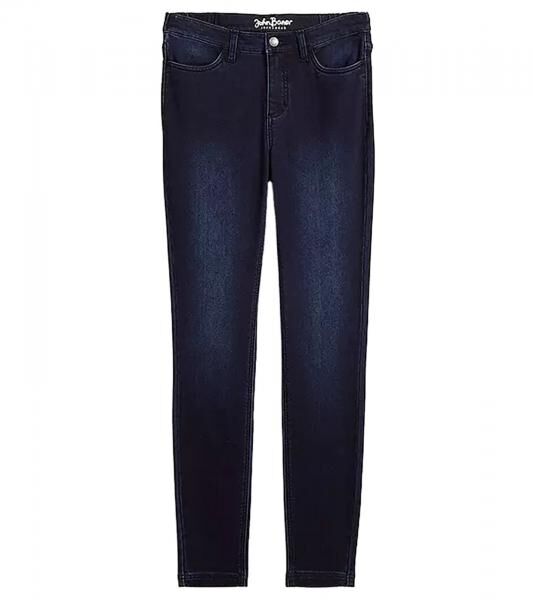 Damen Jeans aus Baumwolle 4-Pocket-Design mit elastischen Einsatz im Bund Denim-Hose 958091 Dunkelblau