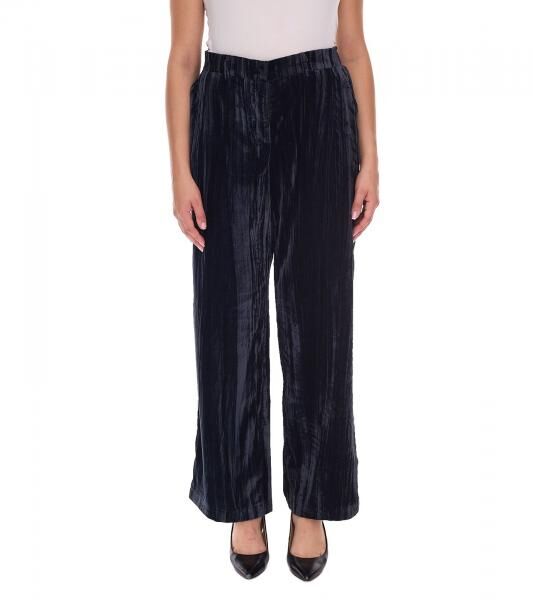 Damen Samt-Hose nachhaltige Stoff-Hose kn&ouml;chellange Freizeit-Hose 931114 Schwarz