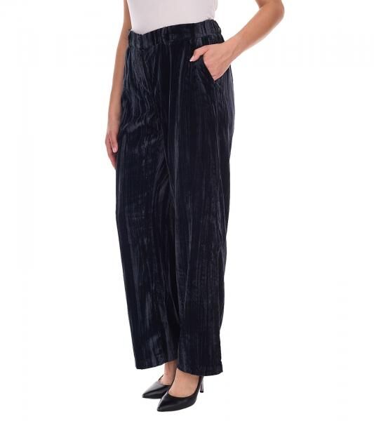 Damen Samt-Hose nachhaltige Stoff-Hose kn&ouml;chellange Freizeit-Hose 931114 Schwarz