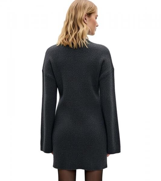 kuscheliges Damen Strick-Kleid lang&auml;rmliges Mini-Kleid mit Schlitz Gro&szlig;e Gr&ouml;&szlig;en 955805 Grau