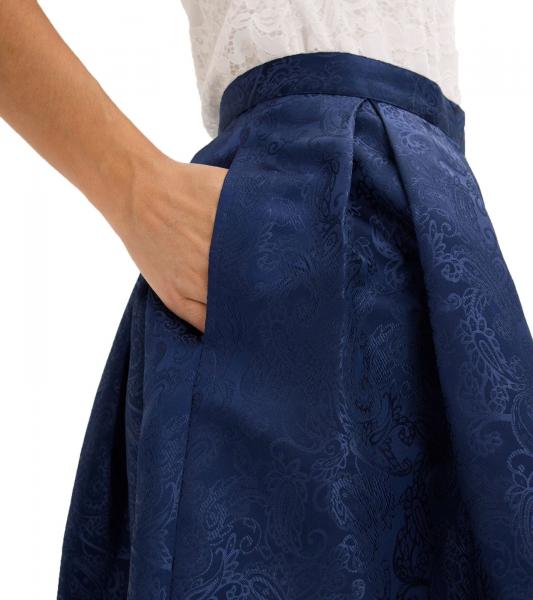 modischer Damen Dirndl-Rock Trachten-Rock mit Paisley und Spitze 905168 Dunkelblau