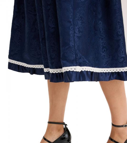 modischer Damen Dirndl-Rock Trachten-Rock mit Paisley und Spitze 905168 Dunkelblau
