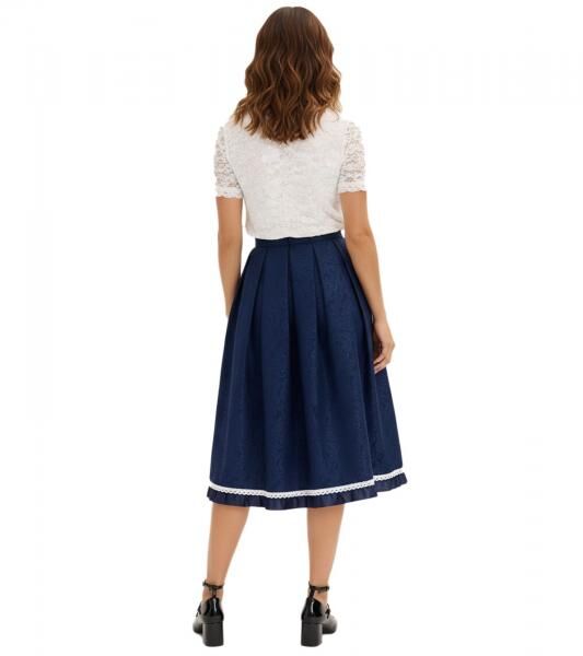 modischer Damen Dirndl-Rock Trachten-Rock mit Paisley und Spitze 905168 Dunkelblau