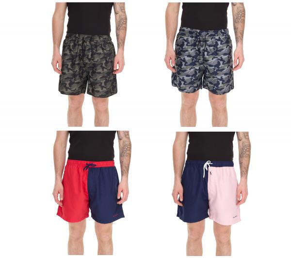 Pierre Cardin Herren Camouflage Schwimm-Hose Badehose Schwimm-Shorts Blau/Khaki-Gr&uuml;n, Khaki/Gr&uuml;n, Navy/Rot oder Navy/Pink