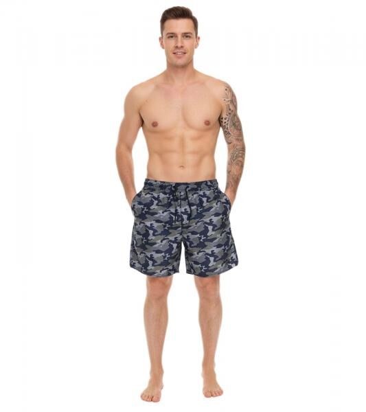 Pierre Cardin Herren Camouflage Schwimm-Hose Badehose Schwimm-Shorts LA203937 Blau/Khaki-Gr&uuml;n