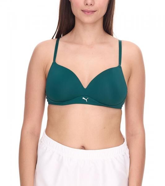 PUMA Soft Bra Damen Sport-BH sitzender Trainings-Bustier 935020 10 Gr&uuml;n