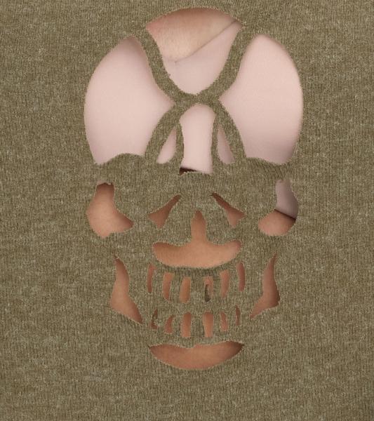 ROCKUPY Ariana Damen Tank-Top mit Totenkopf-Ausschnitt Baumwoll-Shirt Sommer-Top mit Cut-Outs 366326 Khaki