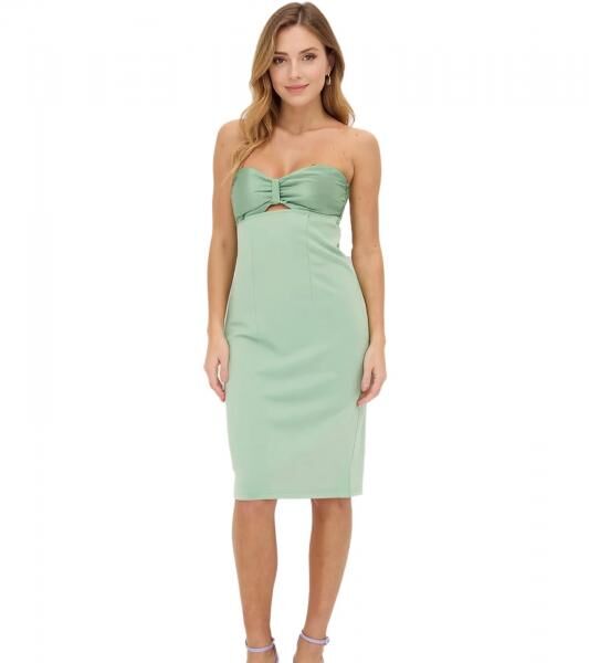 schulterfreies Damen Mini-Kleid schmal geschnittenes Bandeau-Kleid mit Cut Outs 941431 Gr&uuml;n