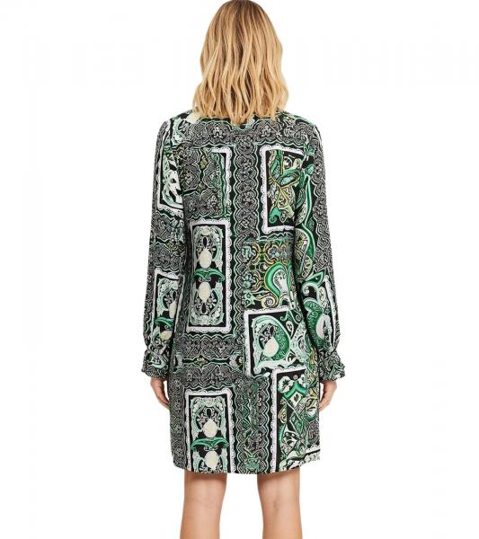 sommerliches Damen Mini-Kleid Wickel-Kleid mit Paisley-Muster 942167 Schwarz/Gr&uuml;n/Wei&szlig;
