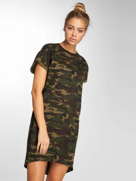 Stylish DEF women's dress with a cotton camouflage print