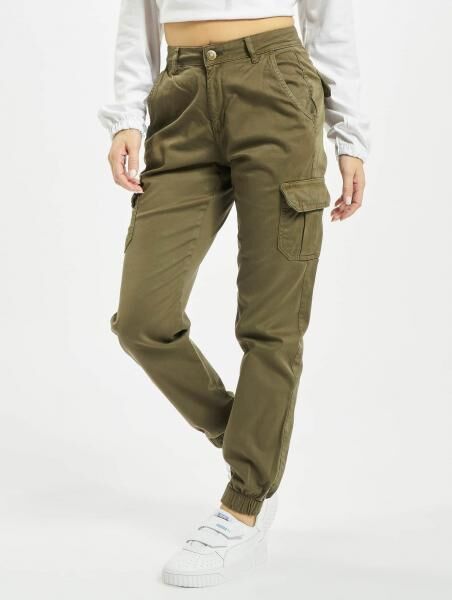 stylische URBAN CLASSICS Damen Jeans Stretch Taschen 320 g/m&sup2; mit Baumwolle Khaki
