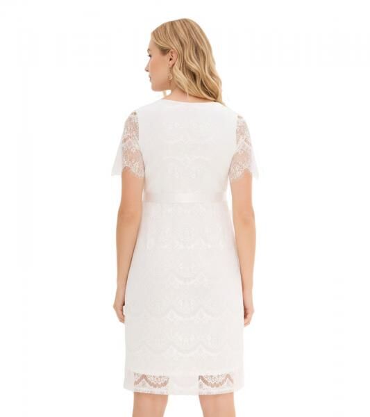 verspieltes Damen Hochzeitskleid Umstands-Kleid mit Still-Funktion kurzes Braut-Kleid 975080 Wei&szlig;