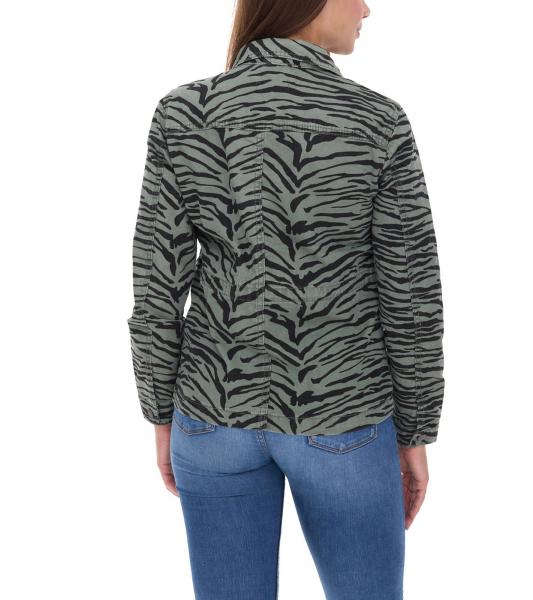 vestino Damen &Uuml;bergangs-Jacke Baumwoll-Jacke mit Tiermuster Jeans-Sommer-Jacke 900810 Khaki/Schwarz