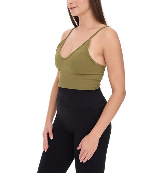 YOU DO YOU Damen Sport-BH Sport-Bustier nahtloses Sport-Oberteil Yoga-BH 904951 Khaki