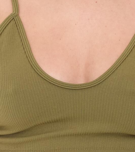 YOU DO YOU Damen Sport-BH Sport-Bustier nahtloses Sport-Oberteil Yoga-BH 904951 Khaki