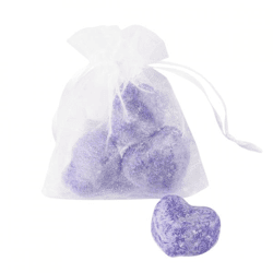 Amber block Heart lavender 2.5 cm organza bag with 3 pieces