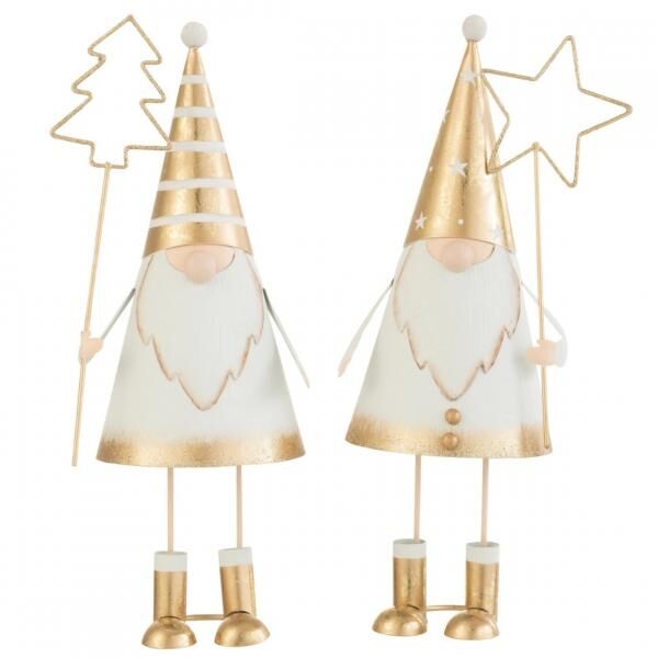 J-Line-Figur „Weihnachtsmann“ aus Metall, 30 cm, 2 Stück, gemischt