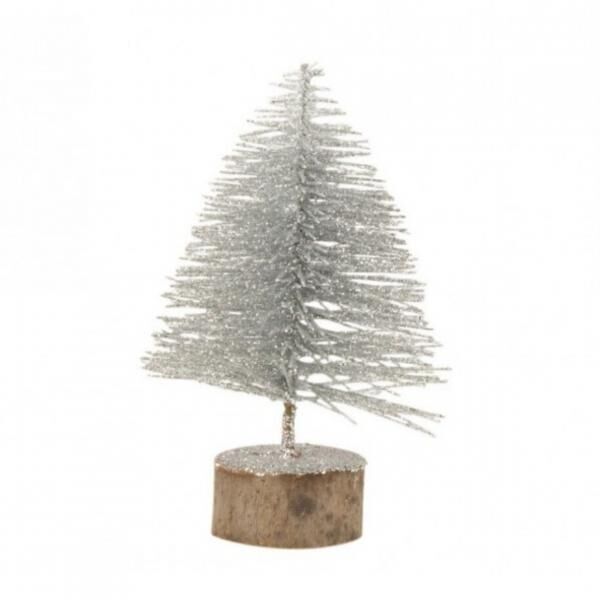 J-Line Weihnachtsbaum, glitzernd, silberfarben, 16 cm