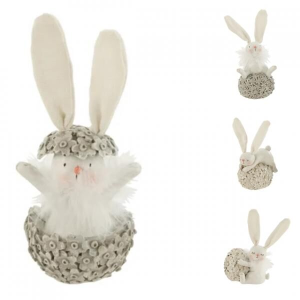 J-line Rabbit and Egg, White/Gray, 14.5 cm, 4 assorted
