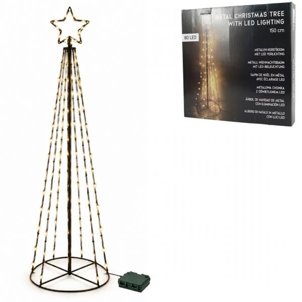 Christmas Tree with Battery-Powered LED Lights, IP44, 150 cm