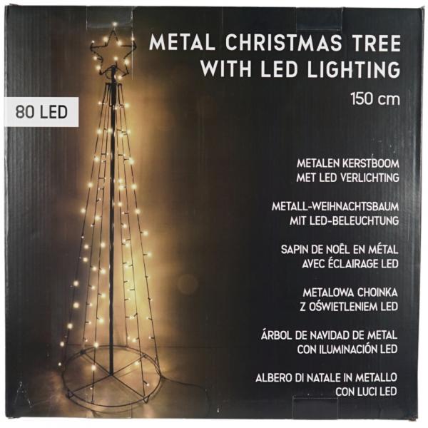 Christmas Tree with Battery-Powered LED Lights, IP44, 150 cm