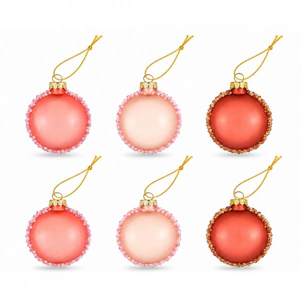 Weihnachtskugel Glas Macaron nackt 6 cm Satz von 6