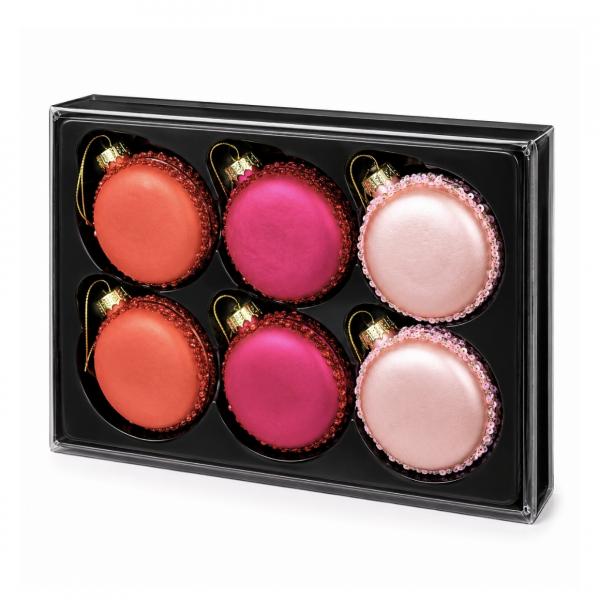 Weihnachtskugel Glas Macaron orange 6 cm Satz von 6