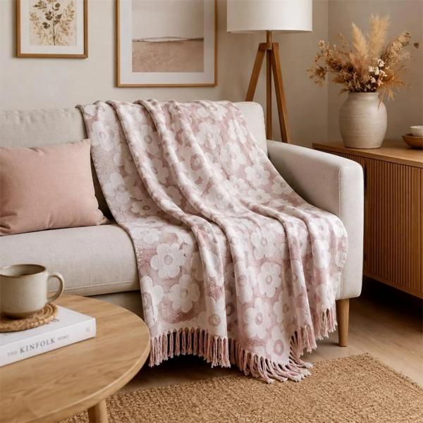 Plaid mit Blumenmuster, 140 x 180 cm, 3 verschiedene Designs