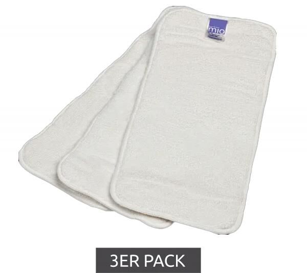 3er Pack Bambino Mio Baby Klein-Kinder Saugeinlage mit Stay-dry Oberschicht wiederverwendbare Stoffwindel-Einlage Wei&szlig; 