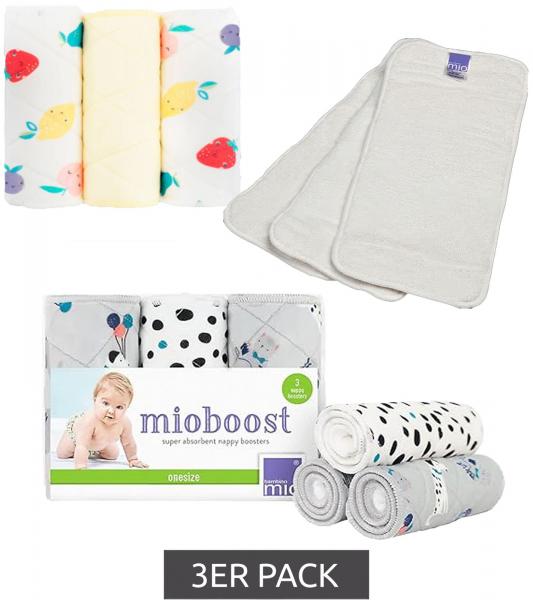 3er Pack Bambino Mio Baby Klein-Kinder Saugeinlage mit Stay-dry Oberschicht wiederverwendbare Stoffwindel-Einlage Weiß Einfarbig, Früchte