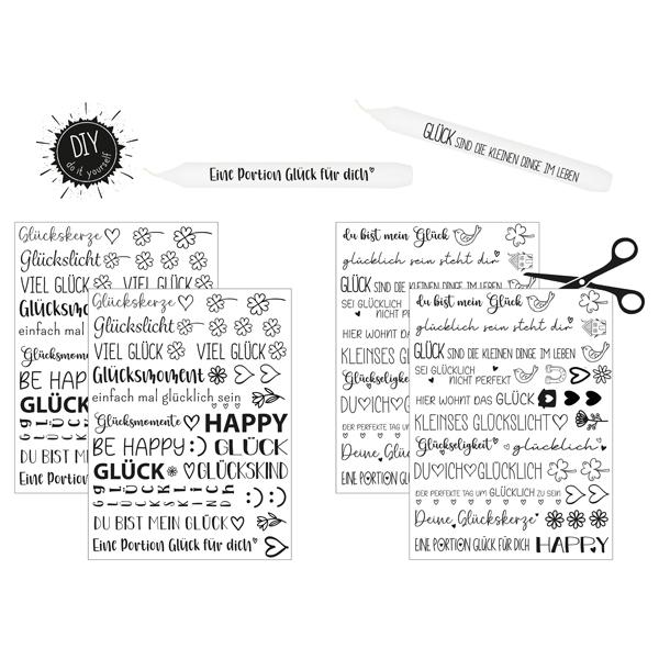 Kerzentattoos Gl&uuml;ck , 2er Set 