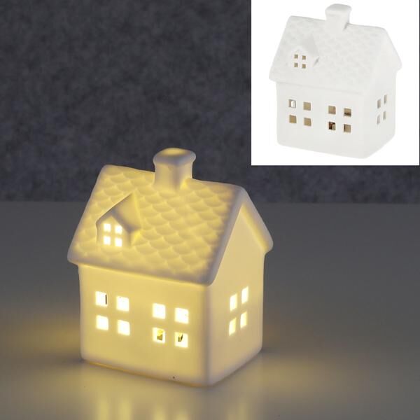 LED Haus, wei&szlig;, S, ca. 7x10cm