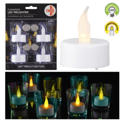 LED Tealight with Timer, Set of 4, on a blister pack
