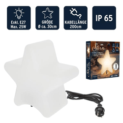 Star-shaped lamp, white, approx. 30 cm in diameter, for outdoor use