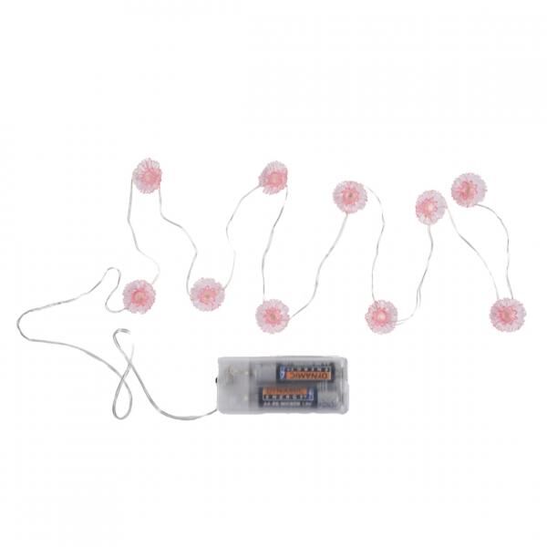 Lichterkette rosa Blumen LED auf Batterie 120 cm