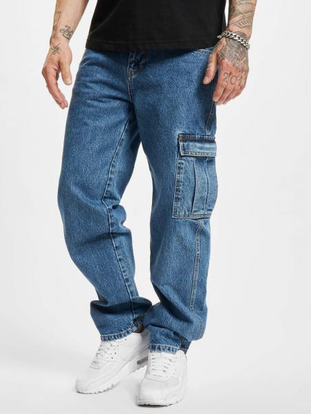moderne Dangerous DNGRS Herren Jeans Rei&szlig;verschluss Taschen mit Baumwolle Blau