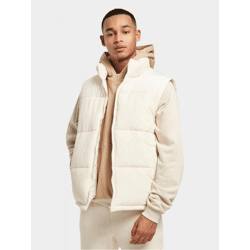 Moderne URBAN CLASSICS Herren Steppweste mit strukturierten Einsätzen Ecru-Weiß