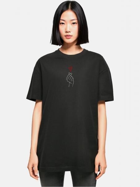 modernes POD Damen T-Shirt Oversize 220 g/m&sup2; mit Baumwolle Schwarz