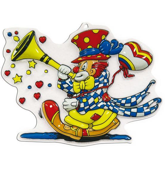 Wand-Deko Clown mit Tr&ouml;te - 30 cm